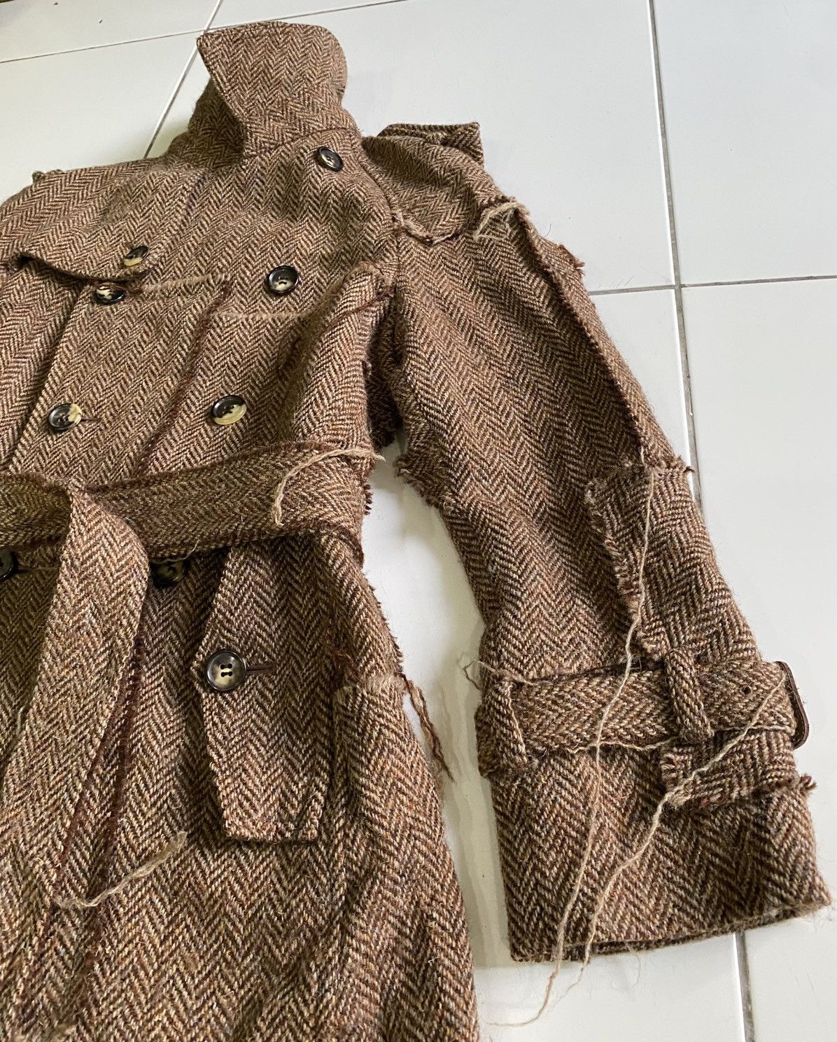 Comme des Garcons Vintage 2004 WNC001 Wool patchwork Trench Coat Size US M / EU 48-50 / 2 - 7 Thumbnail
