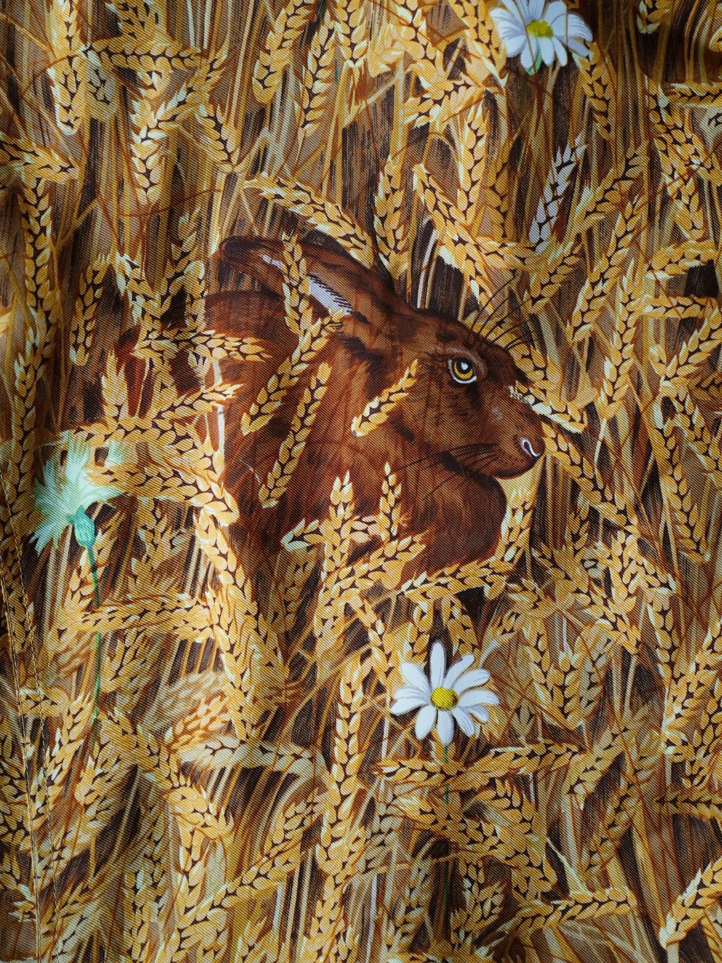 Hermes Hermes Women's Silk Shirt Dress Les Bles Rabbit Autumn 38 Size S / US 4 / IT 40 - 9 Thumbnail