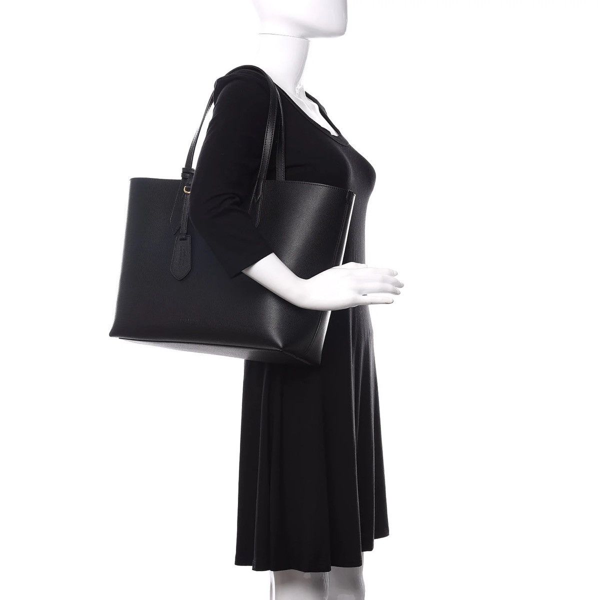 Burberry Grainy Calfskin Haymarket Check Medium Reversible Tote Black Size ONE SIZE - 1 Thumbnail