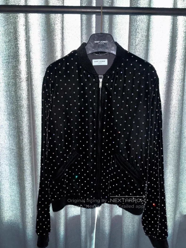 Saint Laurent Paris Saint Laurent Paris Black Velvet Rhinestone Jacket Size US M / EU 48-50 / 2 - 1 Thumbnail