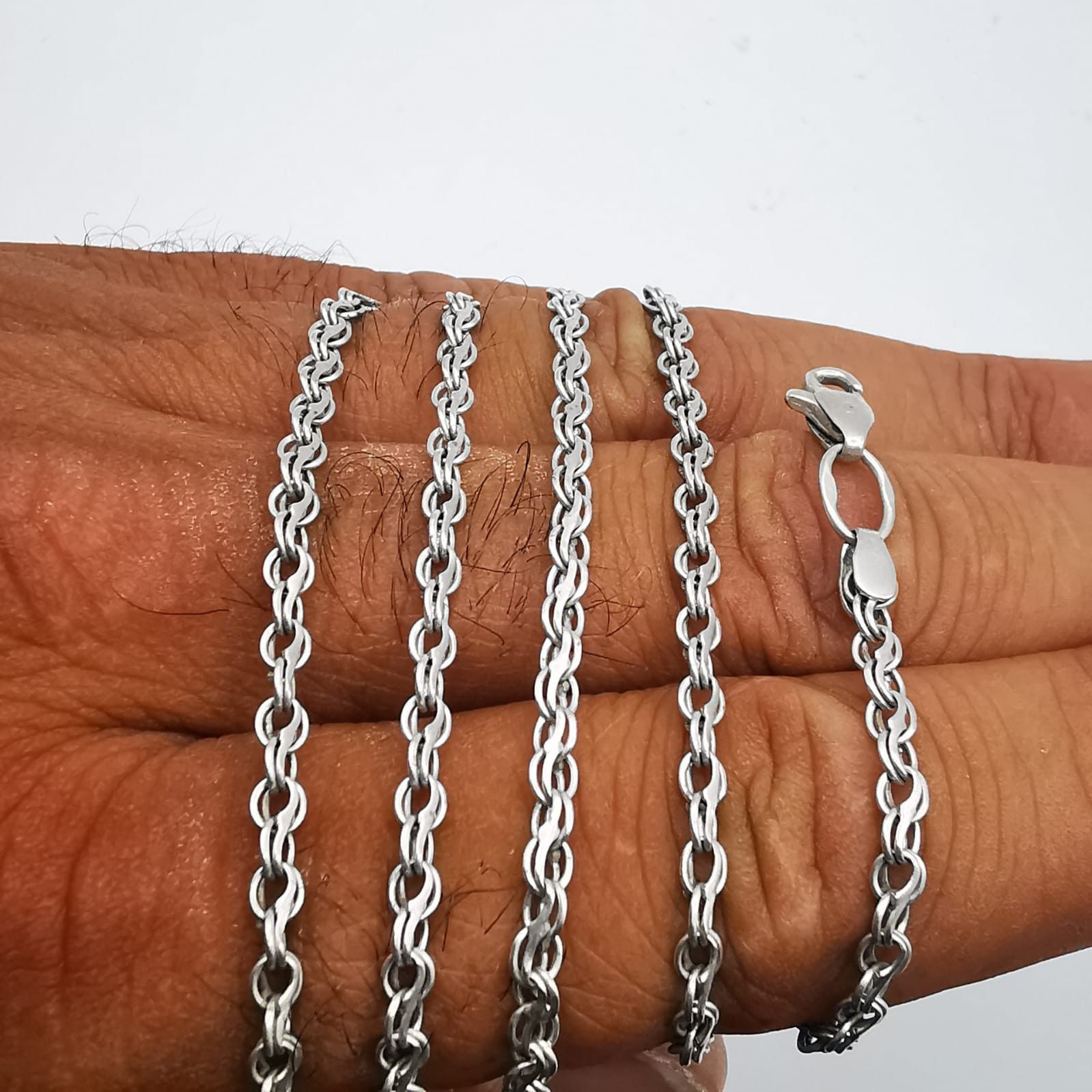 Sterling Silver Vintage Jewelry Chain, 925 Sterling Silver, Signed 10,85g Size ONE SIZE - 7 Thumbnail
