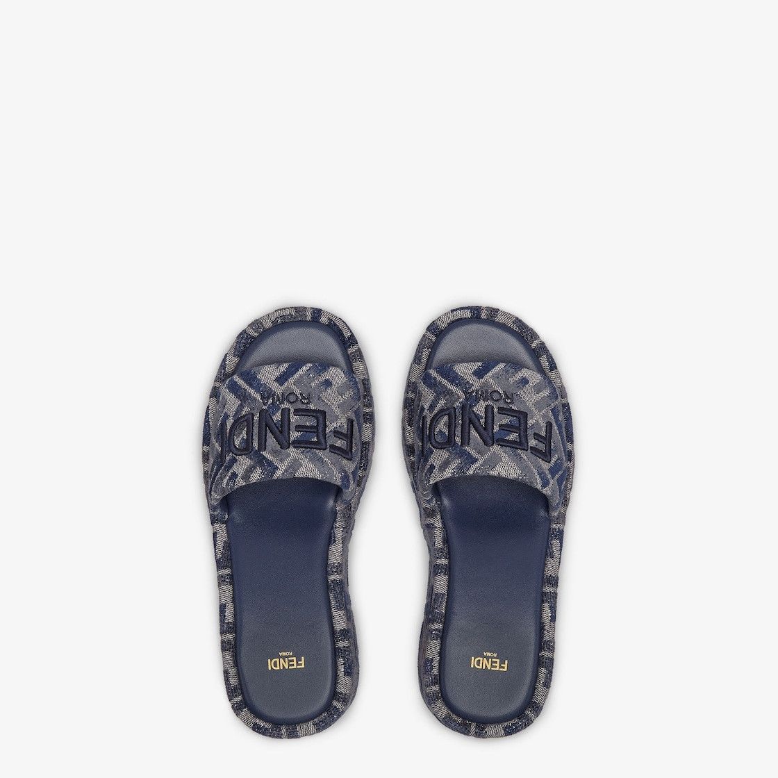 Fendi o1B3y1r0426 Sunshine Flatform Slides in Blue Size US 11 / IT 41 - 4 Thumbnail