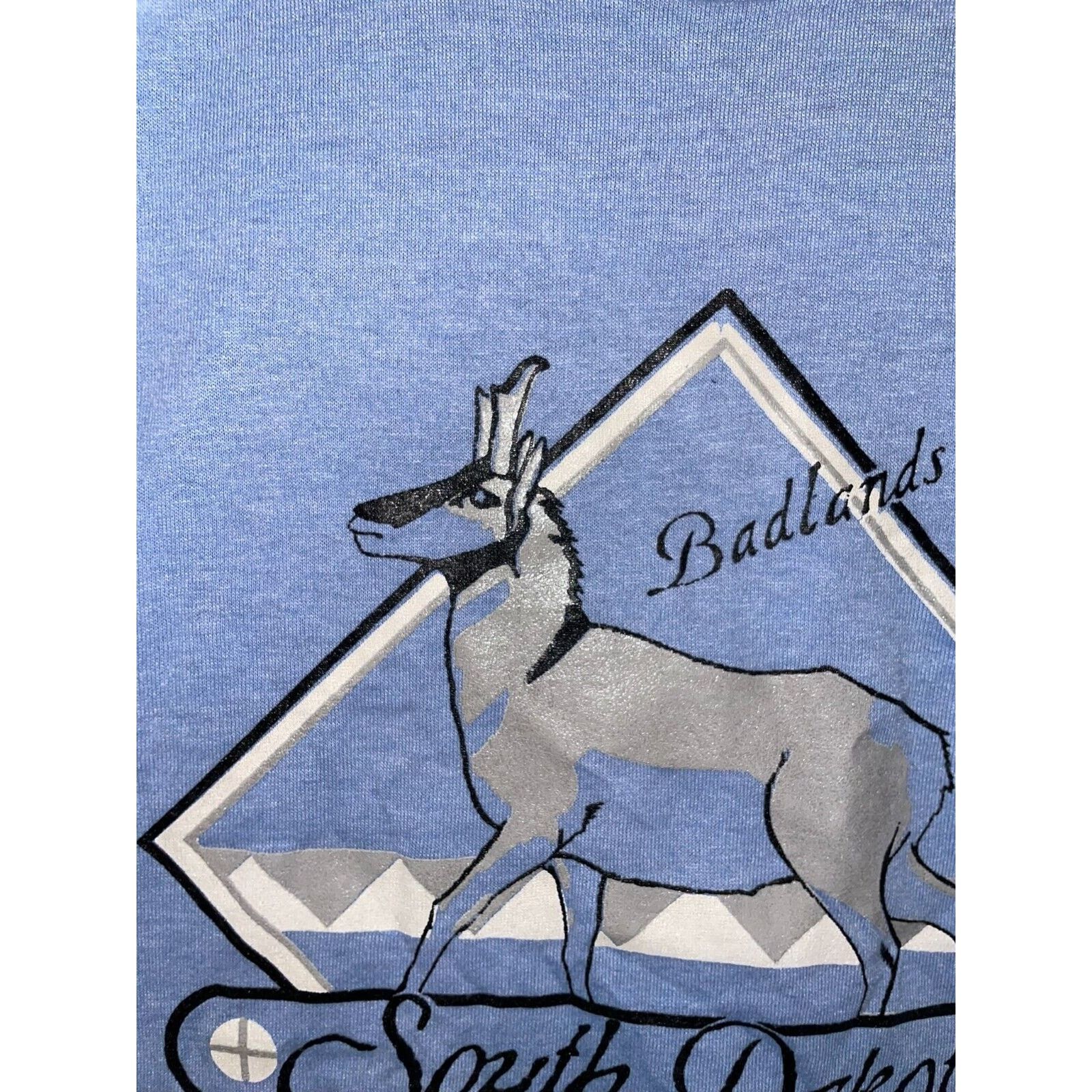 Russell Athletic Vintage Antelope Shirt Badlands SD 80s USA Made Blue Tee VTG Size US M / EU 48-50 / 2 - 3 Thumbnail
