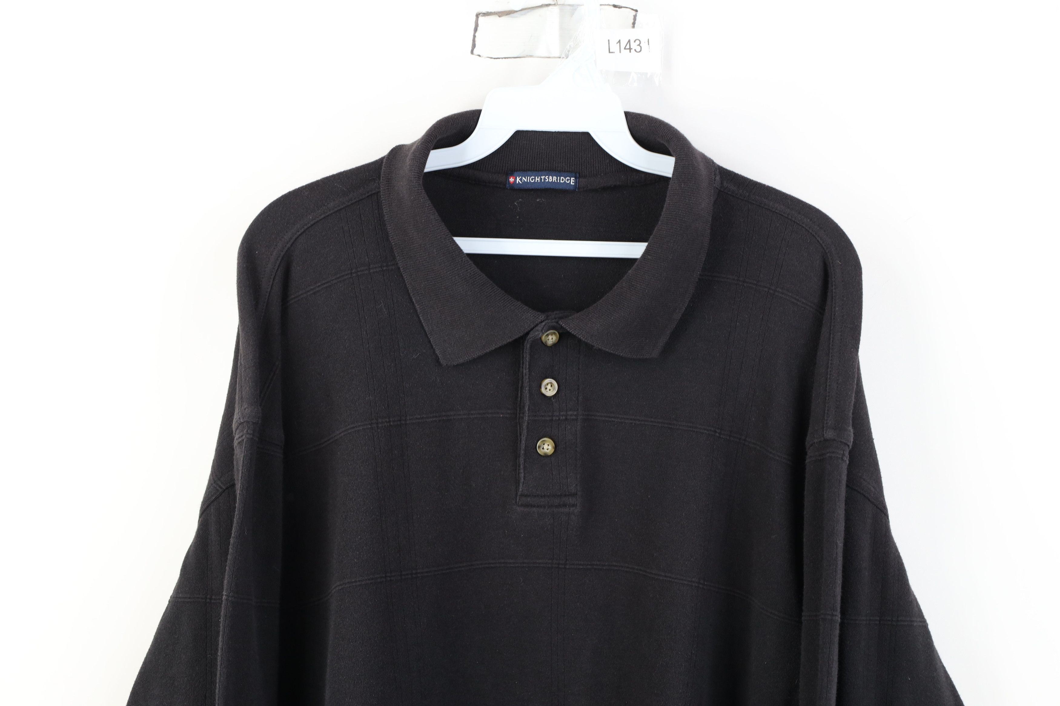 Vintage Vintage 90s Streetwear Boxy Fit Long Sleeve Rugby Polo Black Size US XL / EU 56 / 4 - 2 Thumbnail