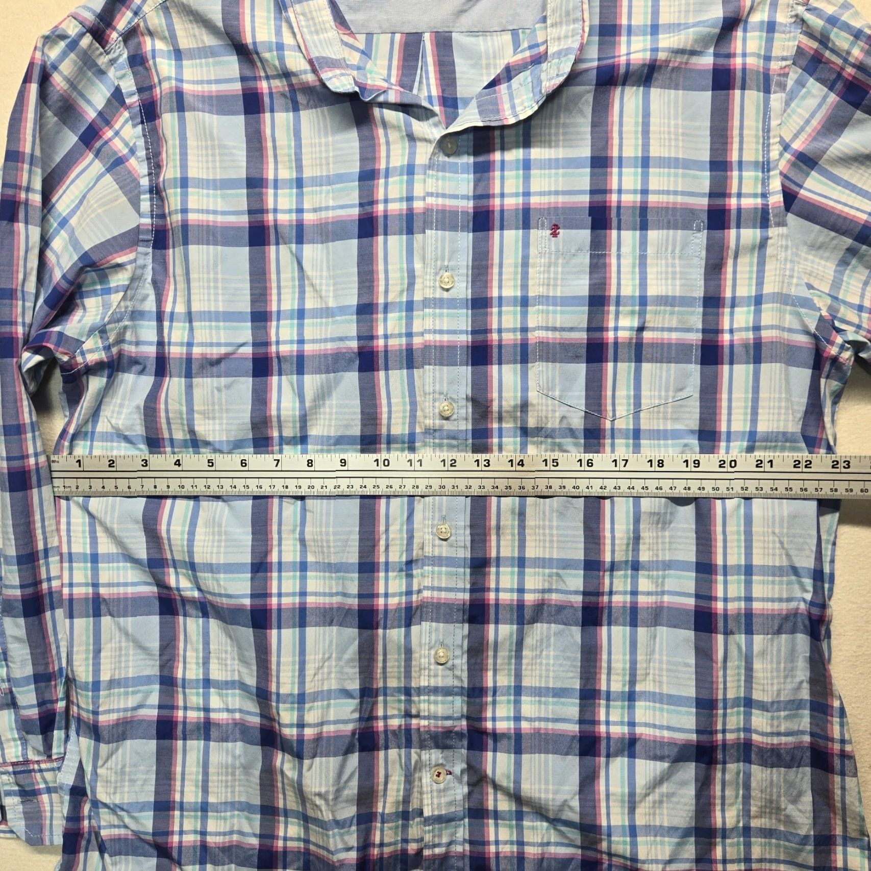 Izod VINTAGE Izod Shirt Plaid Button-Up Long Sleeve Adult Mens XL Blue Cotton Size US XL / EU 56 / 4 - 4 Thumbnail