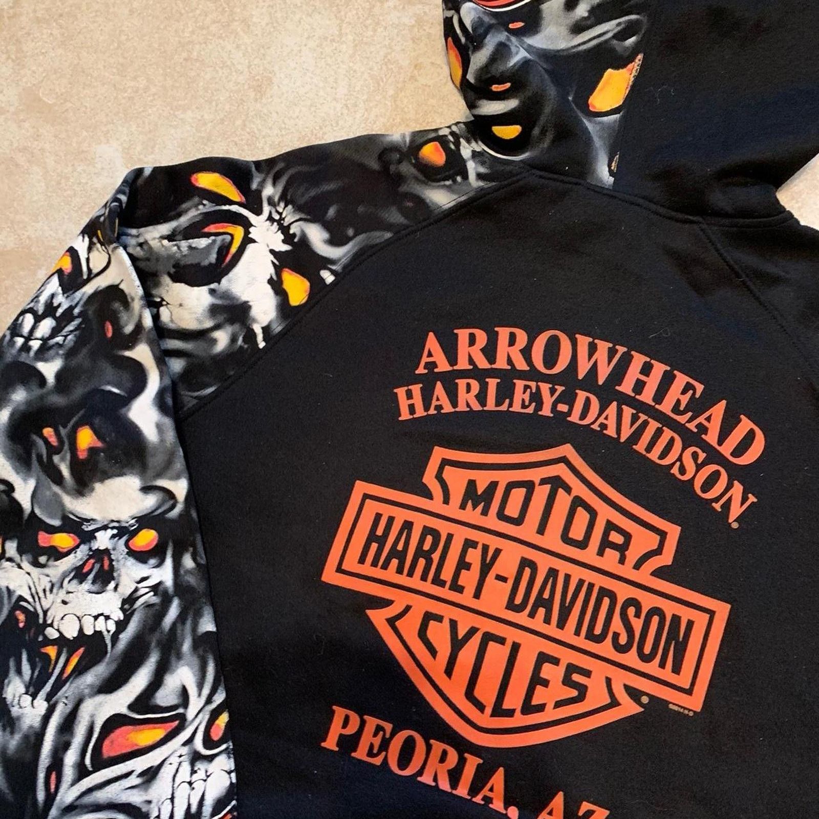 Harley Davidson Y2K Vintage Harley Davidson Skull Flames Sleeve Hoodie Size US M / EU 48-50 / 2 - 4 Thumbnail