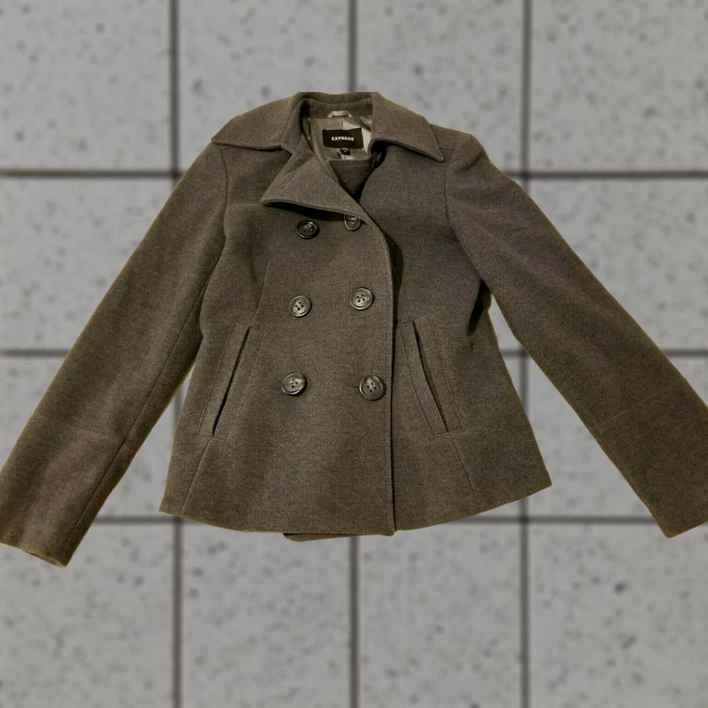 Express Express Womens Grey Wool Pea Coat Jacket 6 Size M / US 6-8 / IT 42-44 - 1 Thumbnail