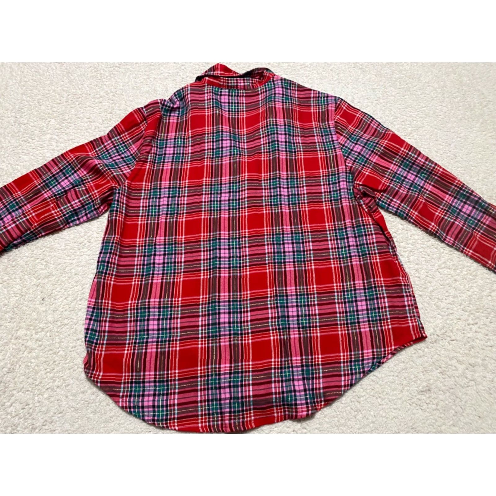 Victoria's Secret Victoria’s Secret Womens Pajama Top Shirt S Multicolor Plaid Flannel Cotton Blend Long Sleeve Collared Button NWT New Size S / US 4 / IT 40 - 6 Thumbnail