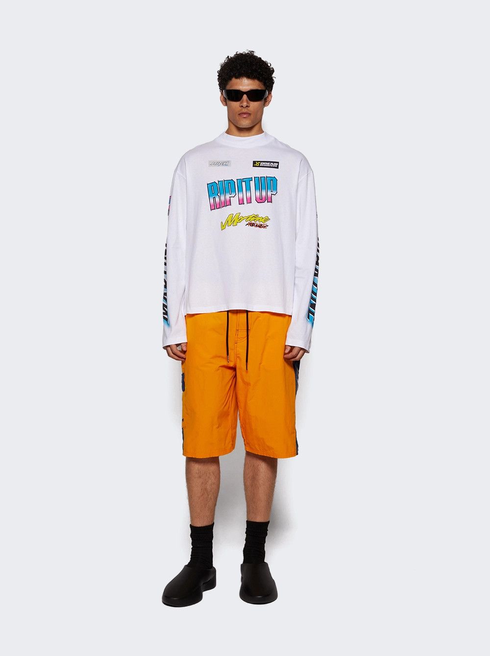 Martine Rose o1mle0226 Funnel Neck Long Sleeve T-Shirt in White Size US XL / EU 56 / 4 - 5 Thumbnail
