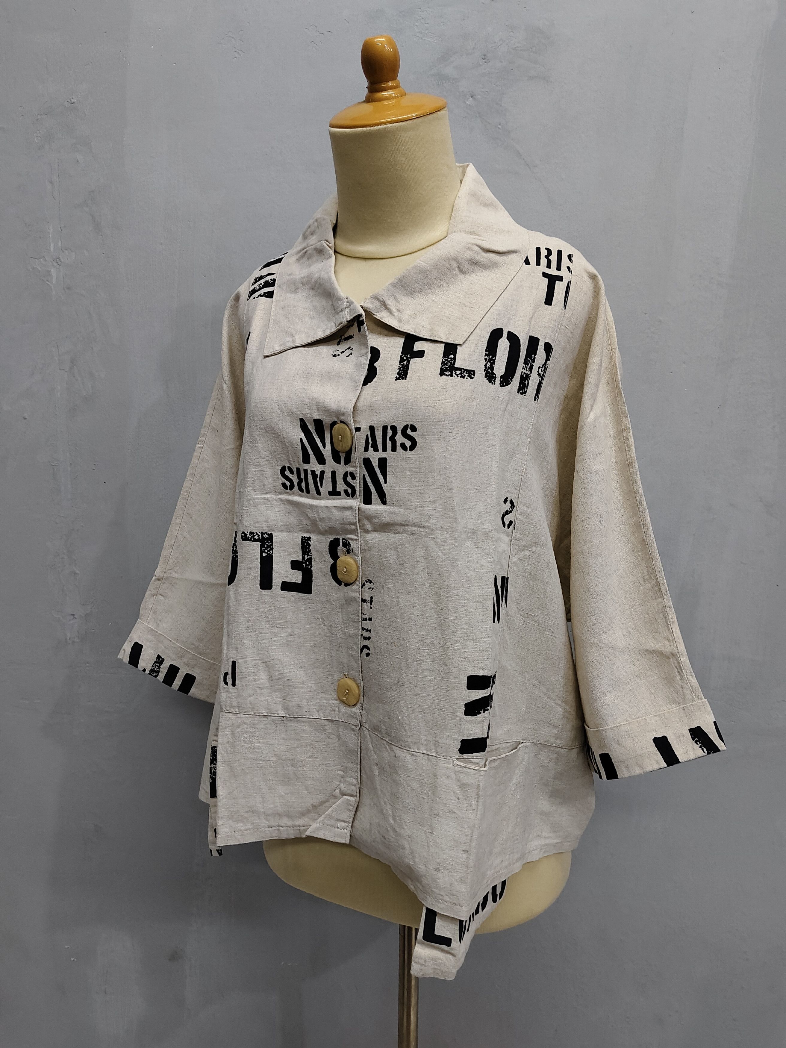 Other 90s One O One Paris-Typography Industrial Cropped Shirt Size M / US 6-8 / IT 42-44 - 3 Thumbnail