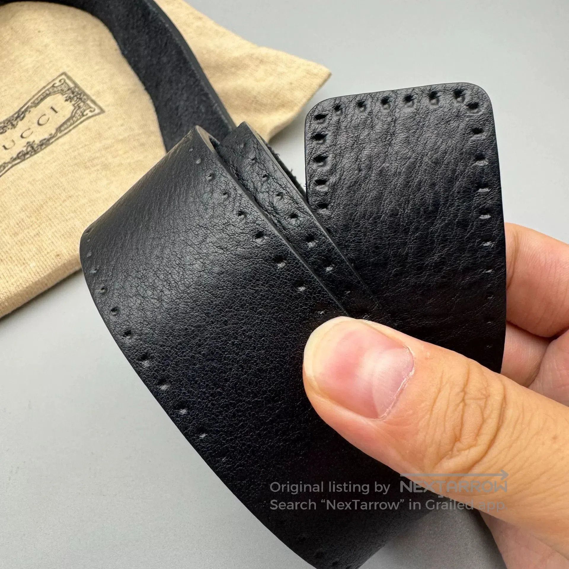 Gucci Gucci Wild Cow Leather Black Belt 95 3.8cm. Size ONE SIZE - 7 Thumbnail
