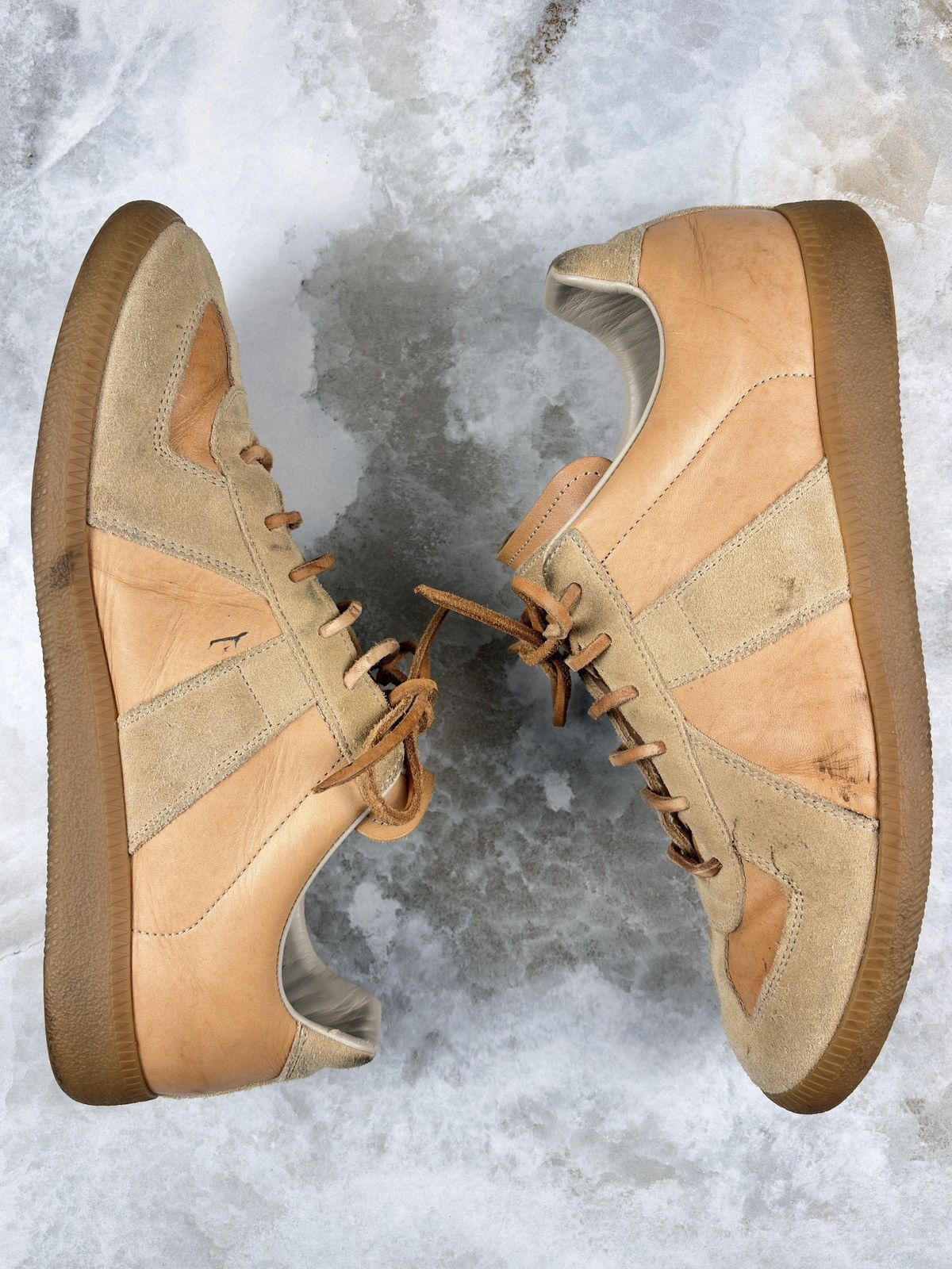 AW21 Maison Margiela Natural Tan Leather Laced Gat Sneakers