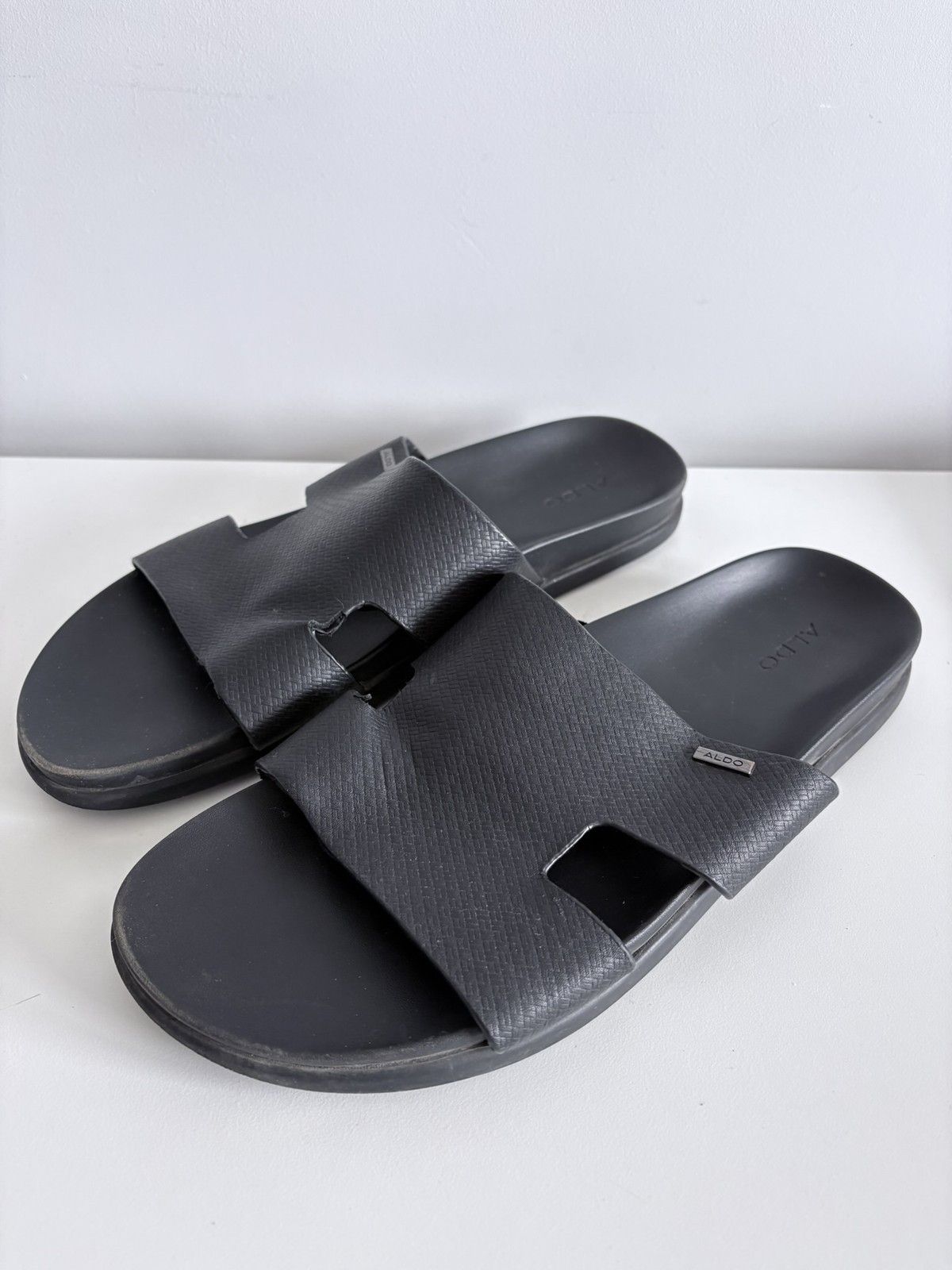 Aldo Aldo Black Men's Leather Slide Sandals Size 44 Size US 11 / EU 44 - 1 Thumbnail