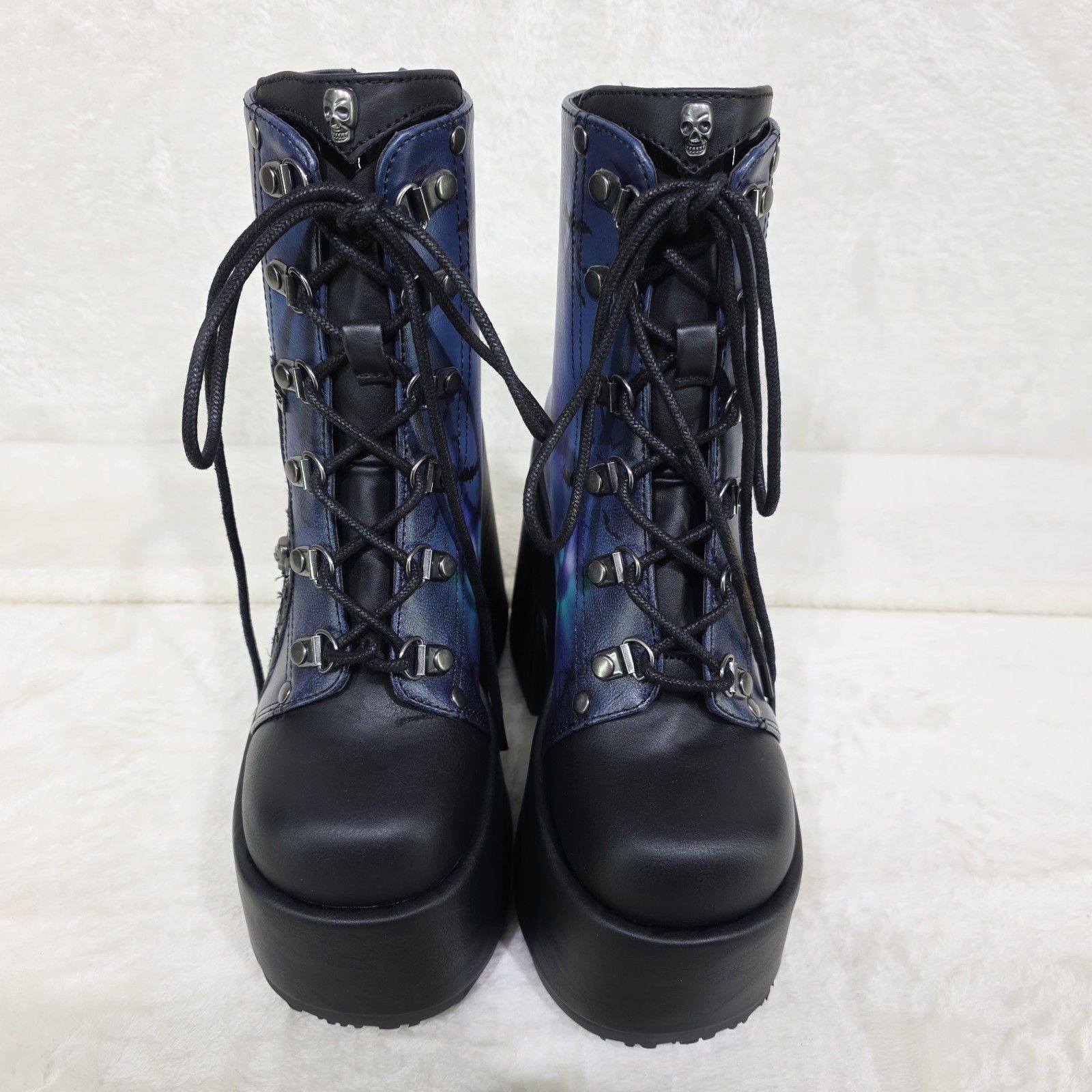 Other Camel 203 Moonlit Graveyard Print Platform Goth Ankle Boots Size US 11 / IT 41 - 4 Thumbnail