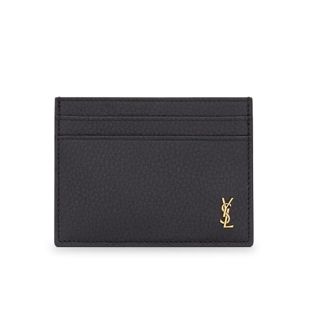 Saint Laurent Paris SAINT LAURENT Tiny Cassandre Hammered Black Leather Card Ho Size ONE SIZE - 1 Thumbnail