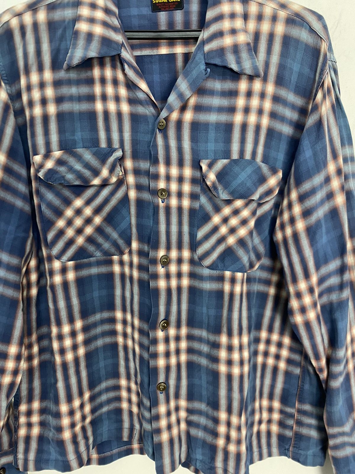 Sugar Cane × Toyo Enterprises Sugar Cane Rayon Shadow Check Flannel Button Up Shirt Size US M / EU 48-50 / 2 - 5 Thumbnail