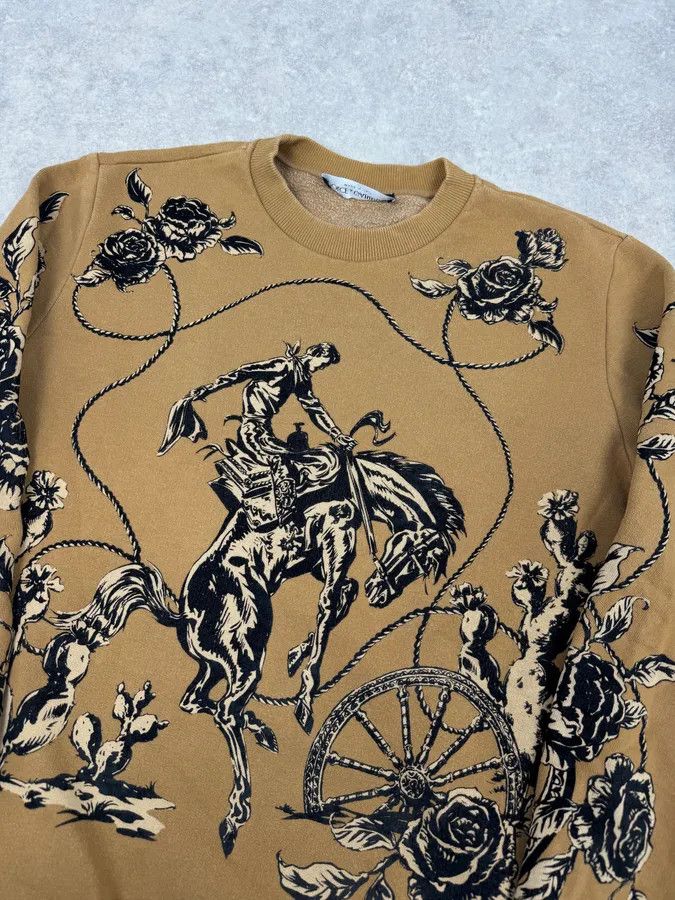 Dolce & Gabbana 2010s Dolce & Gabbana Mustard Embroidered Black Abstract Crewneck Sweater Size US M / EU 48-50 / 2 - 5 Thumbnail