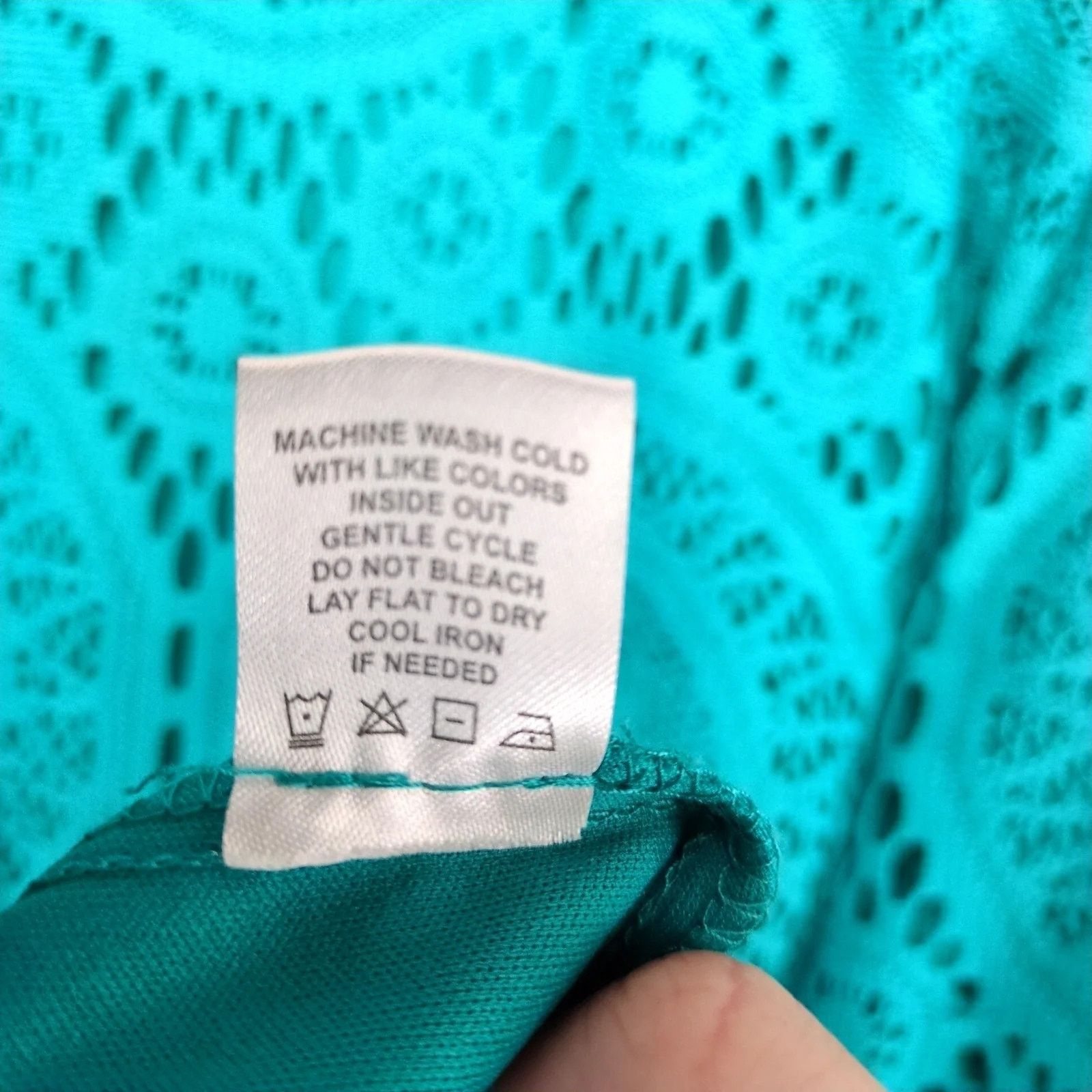 Other Tacera Teal Crochet Lace Knee-Length Dress, Plus Size 3X Size 3XL / US 20-22 - 6 Thumbnail