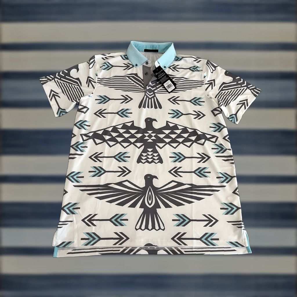 Vintage Greyson Polo Shirt Mens Large White NWT Geometric Pattern Golf Shirt Size US L / EU 52-54 / 3 - 1 Thumbnail
