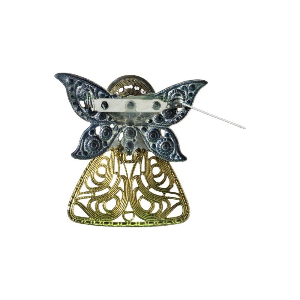 Designer Gold & Silver Tone Vintage Crystal Face Angel Pin Size ONE SIZE - 3 Thumbnail