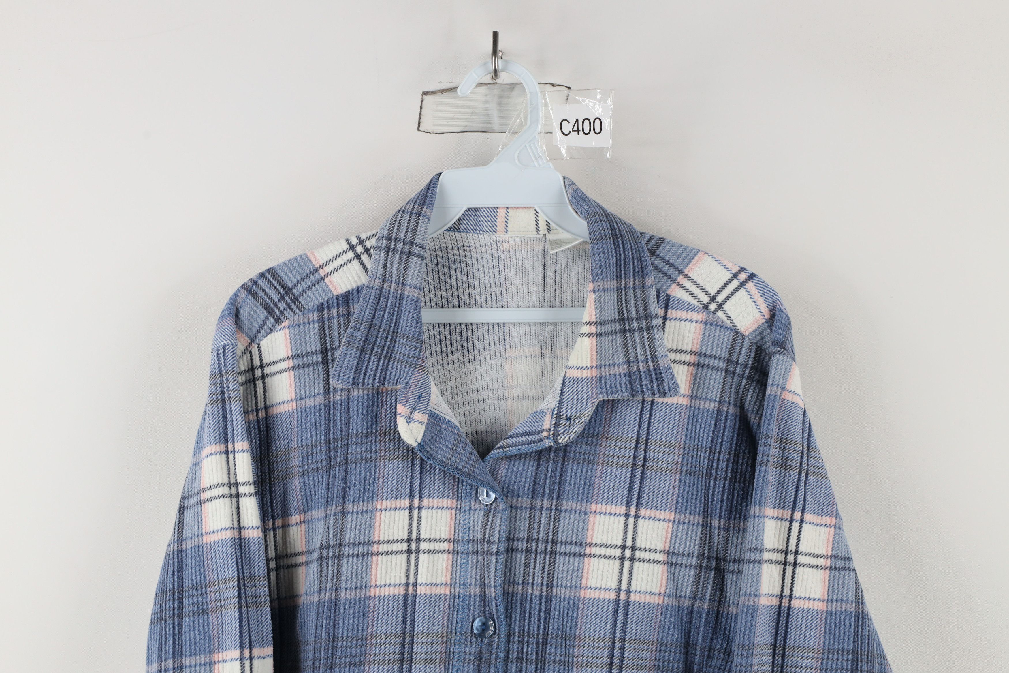 Vintage Vintage 90s Streetwear Knit Flannel Collared Button Shirt Size L / US 10 / IT 46 - 2 Thumbnail