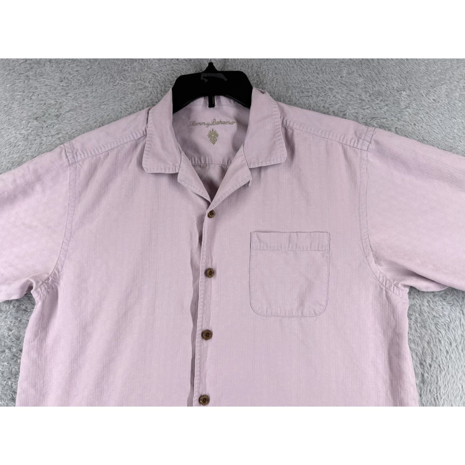 Tommy Bahama VINTAGE Tommy Bahama Shirt Men Medium Pink Stripe Pocket Button Up 100% Silk Hawaiian Size US M / EU 48-50 / 2 - 4 Thumbnail