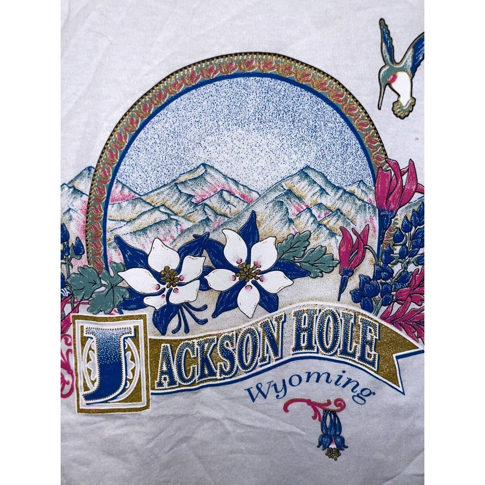 Jerzees Vintage Test Print Jackson Hole Wyoming Misprint White M Tee Size US M / EU 48-50 / 2 - 2 Thumbnail