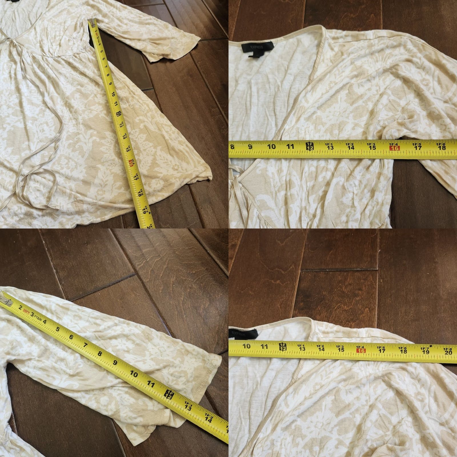 Express Express Blouse Womens L Beige Women Floral Sleeve Size Size L / US 10 / IT 46 - 9 Thumbnail