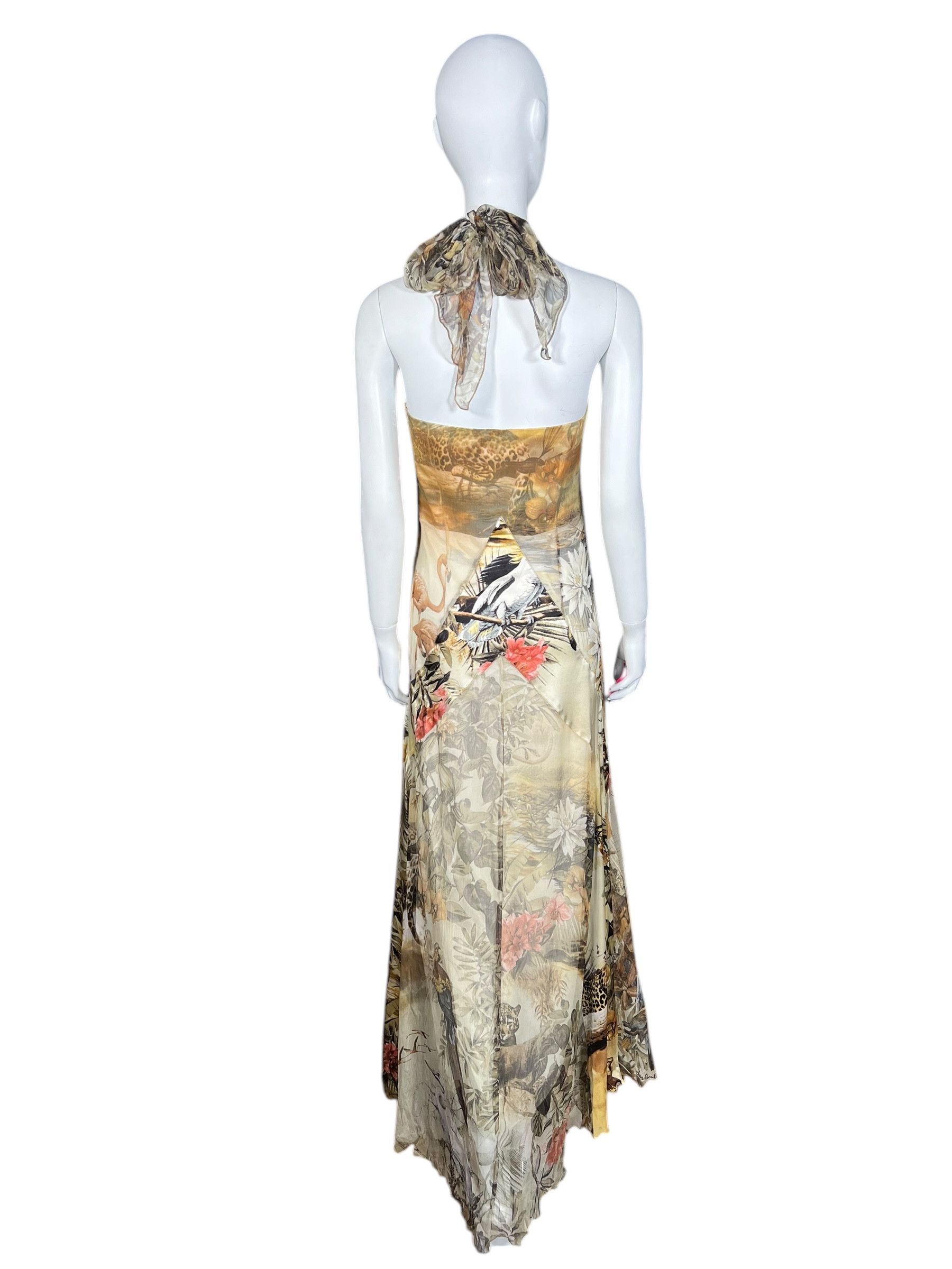 Roberto Cavalli Roberto Cavalli Jungle Print Halter Gown Size L / US 10 / IT 46 - 4 Thumbnail