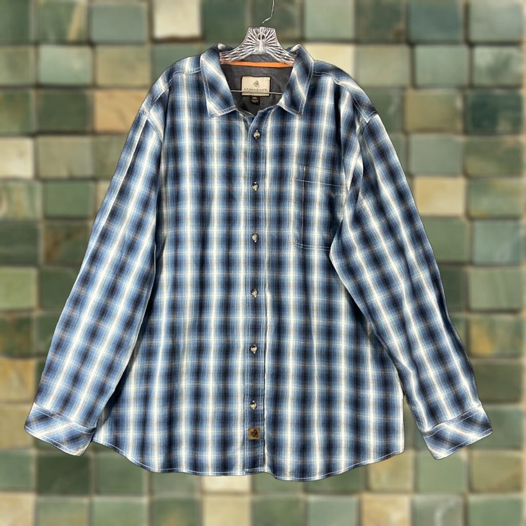 Vintage Legendary Whitetails Button-Up Blue Plaid Flannel Long Sleeve Men’s 3XL Size US XXL / EU 58 / 5 - 1 Thumbnail