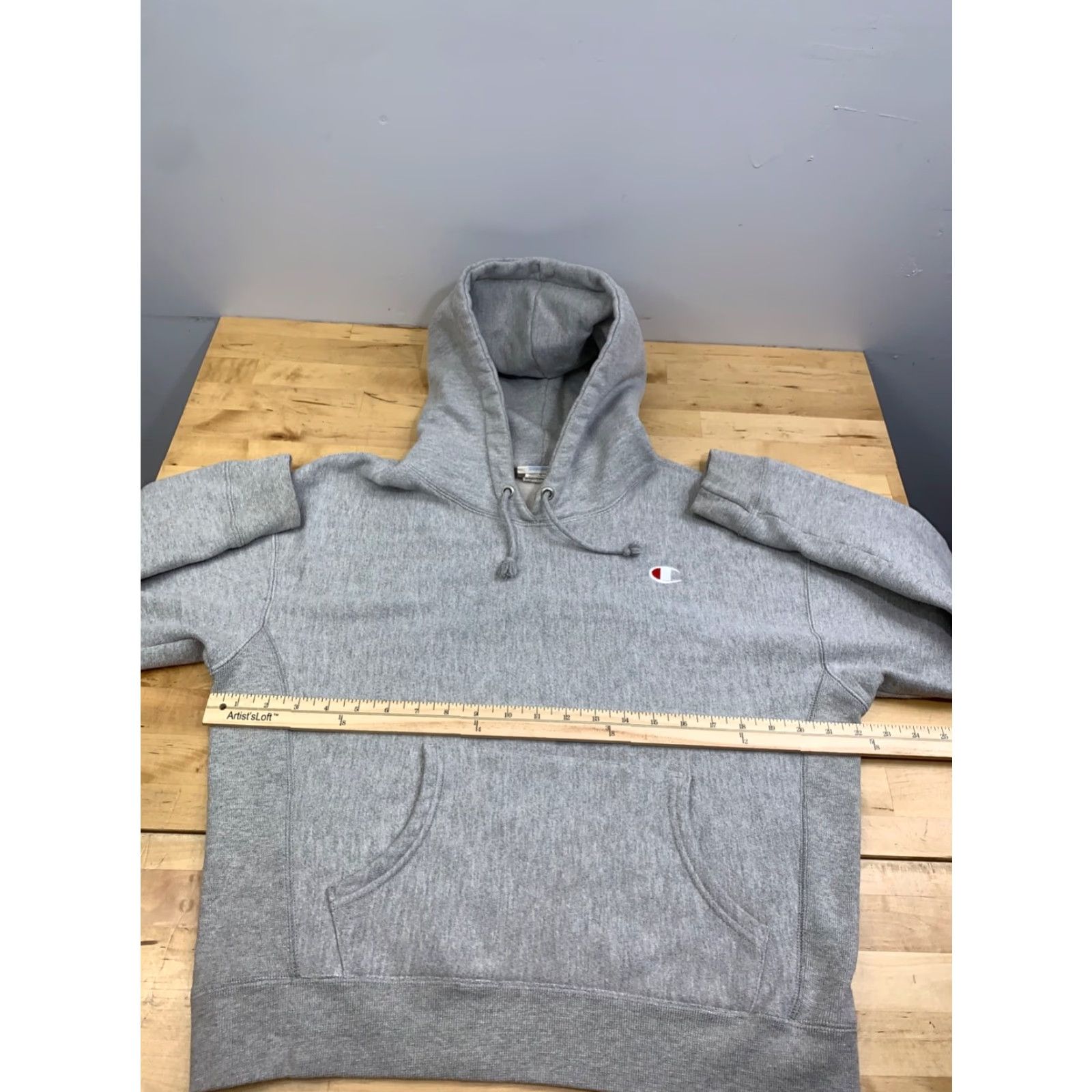 Champion VINTAGE Champion Reverse Weave Hoodie Women L Gray 90s Logo Pullover 12871 Size L / US 10 / IT 46 - 6 Thumbnail