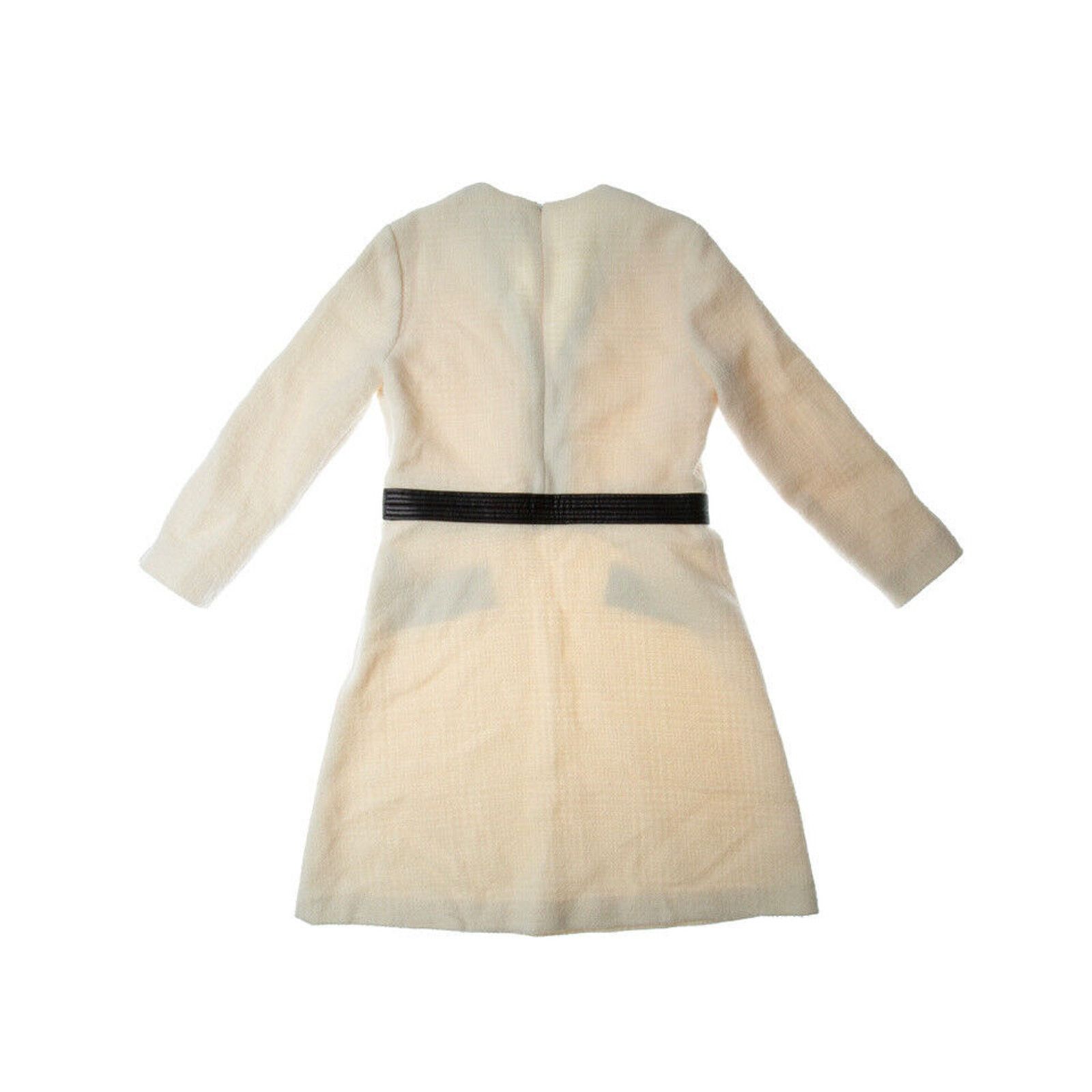 Maje Maje Remma Faux Leather Detail Tweed Minidress Cream Size M / US 6-8 / IT 42-44 - 4 Thumbnail