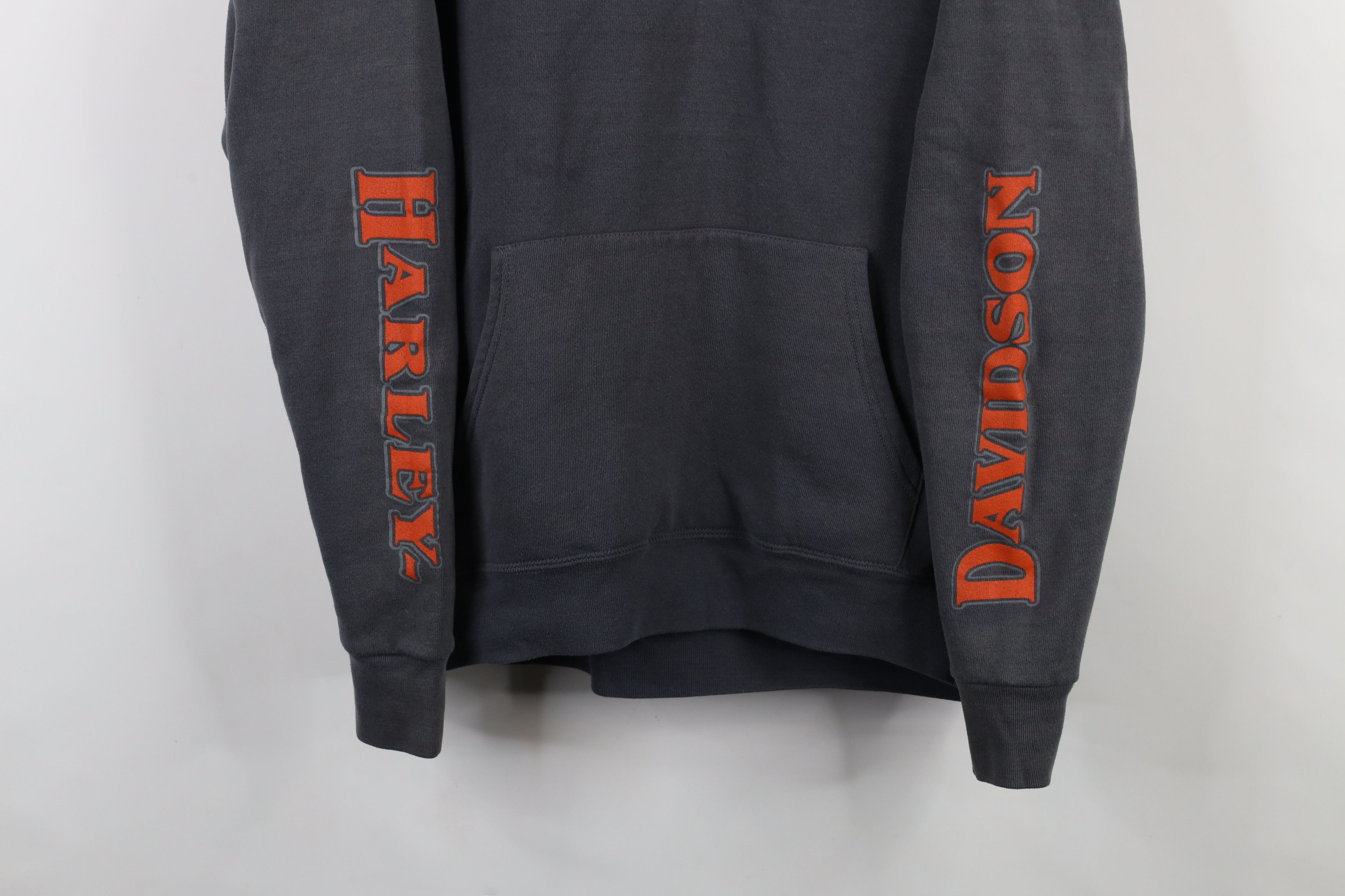 Harley Davidson × Vintage Vintage Y2K Harley Davidson Spell Out Hoodie Sweatshirt Gray Size US XL / EU 56 / 4 - 3 Thumbnail