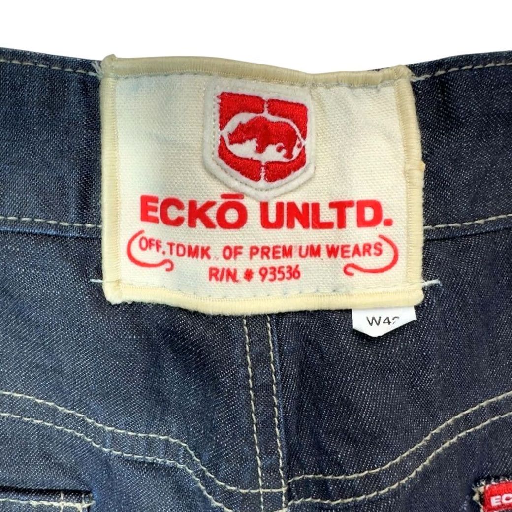 Ecko Unltd. ECKO UNLTD Jeans Mens 42 Dark Wash Cargo Pocket Denim Work Carpenter Wide Leg 90s Retro Vintage? Size US 42 / EU 58 - 3 Thumbnail