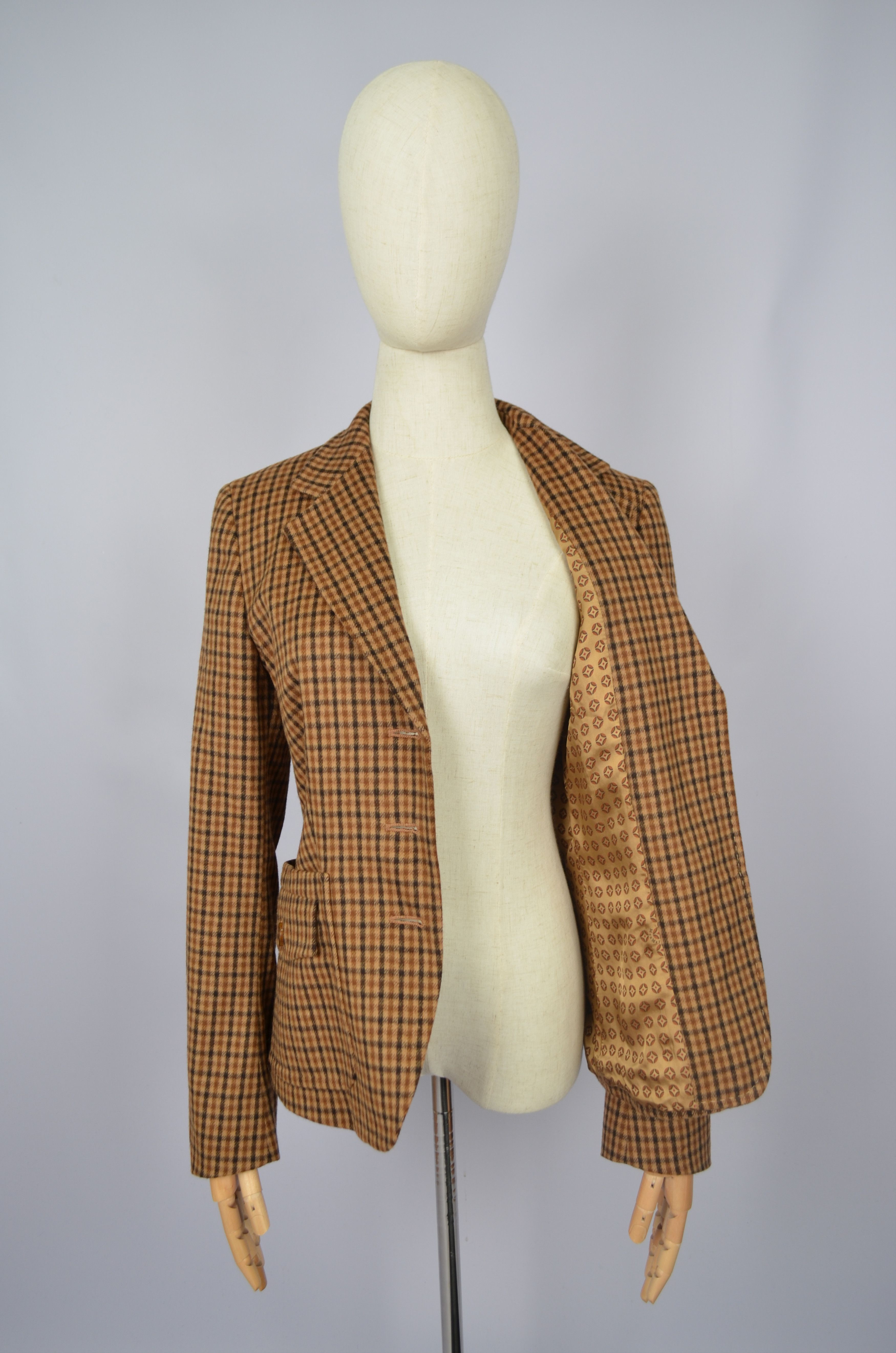 Designer × Max Mara Max Mara Check Brown Wool Angora Blazer Jacket Size US6 Size M / US 6-8 / IT 42-44 - 14 Thumbnail