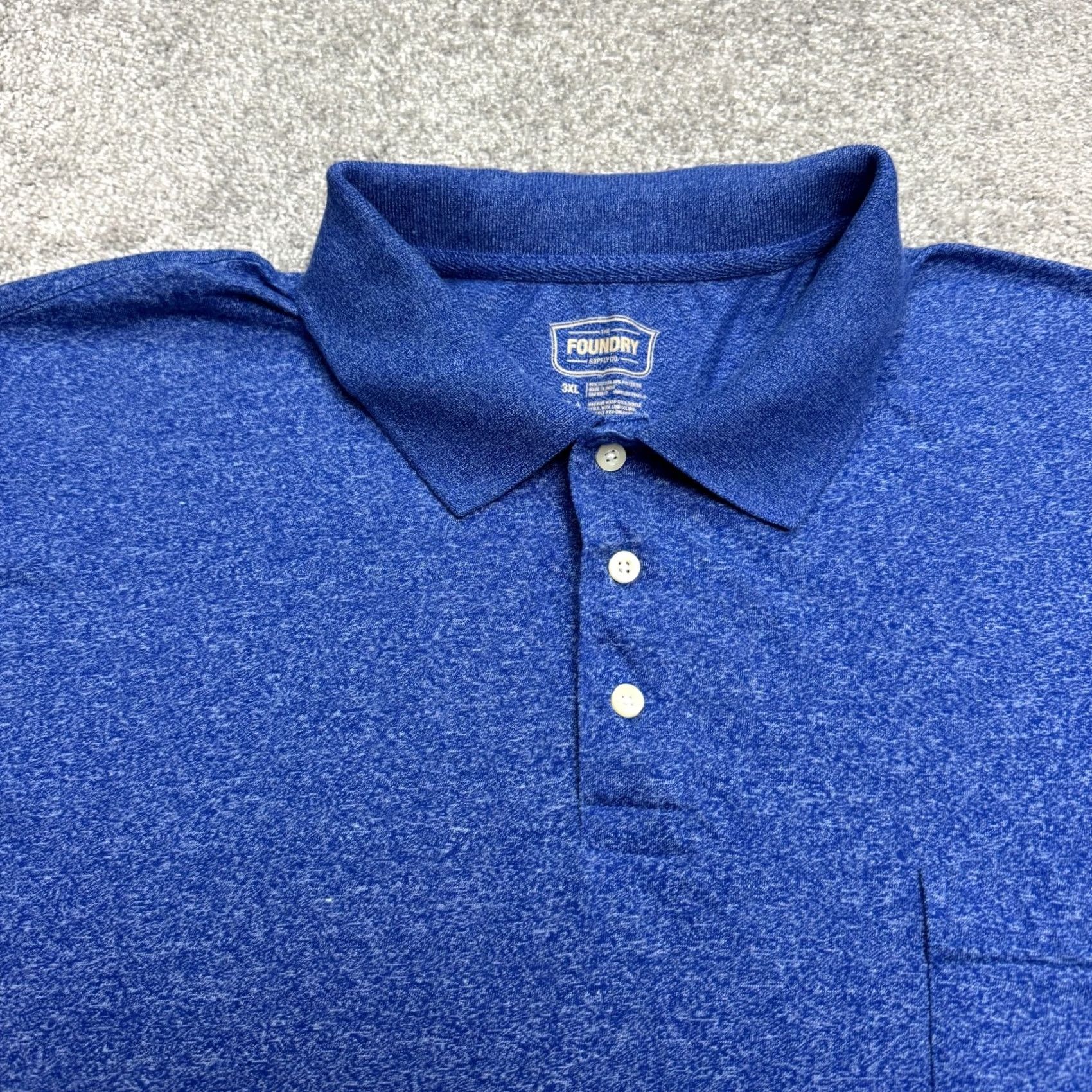Vintage The Foundry Polo Shirt Men 3XL Heather Blue Short Sleeve Pocket Casual Size US XXL / EU 58 / 5 - 3 Thumbnail