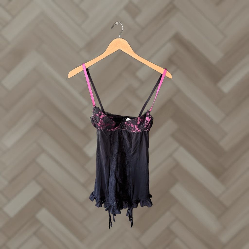 Vintage VINTAGE Seduction Fredericks Of Hollywood Tank Pinstripe Black Corset Tank Top SZ Small Size S / US 4 / IT 40 - 1 Thumbnail