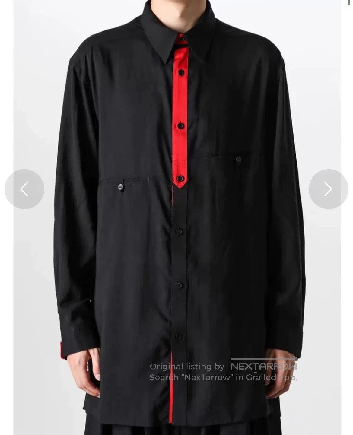 Yohji Yamamoto Yohji Yamamoto Red Black Collar Shirt. Size US M / EU 48-50 / 2 - 7 Thumbnail