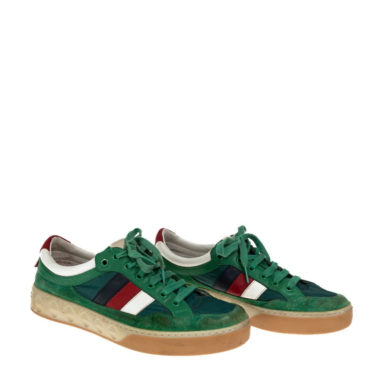 Gucci Gucci Green Suede Nylon Sneakers 501215 Size 38 / US 8 Size US 7.5 / IT 37.5 - 1 Thumbnail