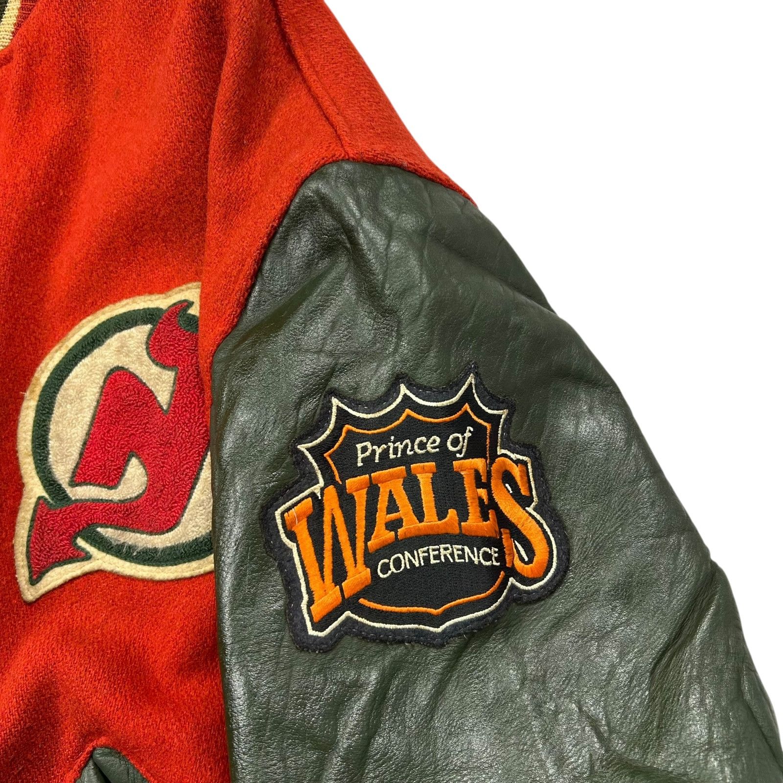 NHL VTG 90s NEW JERSEY DEVILS DELONG VARSITY JACKET LEATHER WOOL Size US XL / EU 56 / 4 - 5 Thumbnail