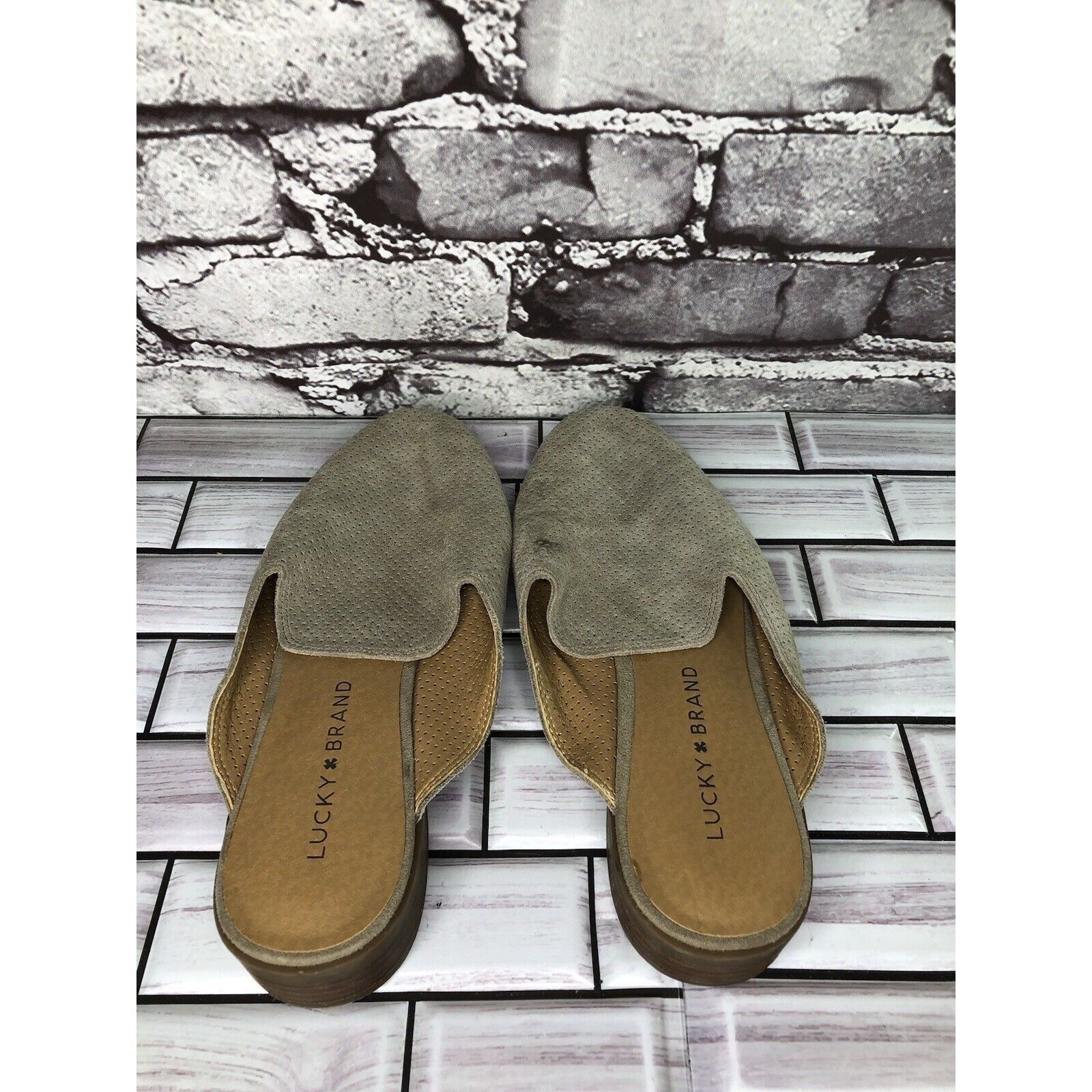 Lucky Brand Lucky Brand Coryna Taupe Suede Leather Slip On Mules Flats W Size US 7 / IT 37 - 4 Thumbnail