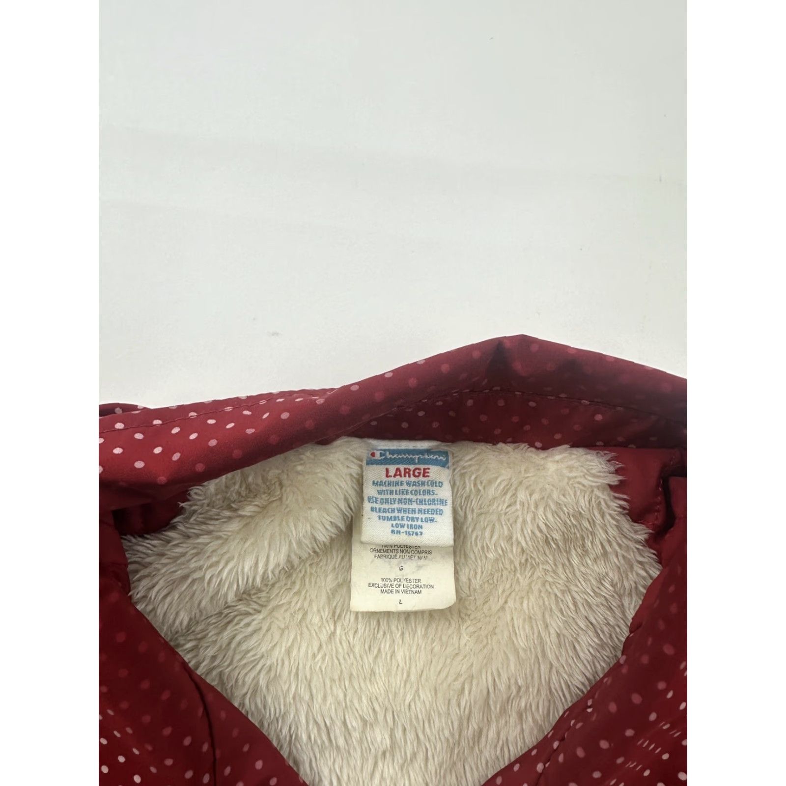 Champion Champion Jacket Mens Large Red Polka Dots Bomber Fleece Sherpa Lined Coat Size US L / EU 52-54 / 3 - 5 Thumbnail