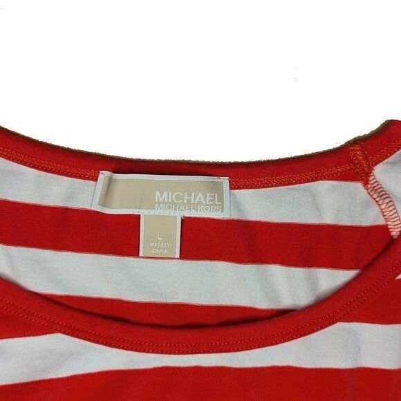 Michael Kors MICHAEL Michael Kors Red and White Striped T-Shirt Dress Wom Size L / US 10 / IT 46 - 5 Thumbnail