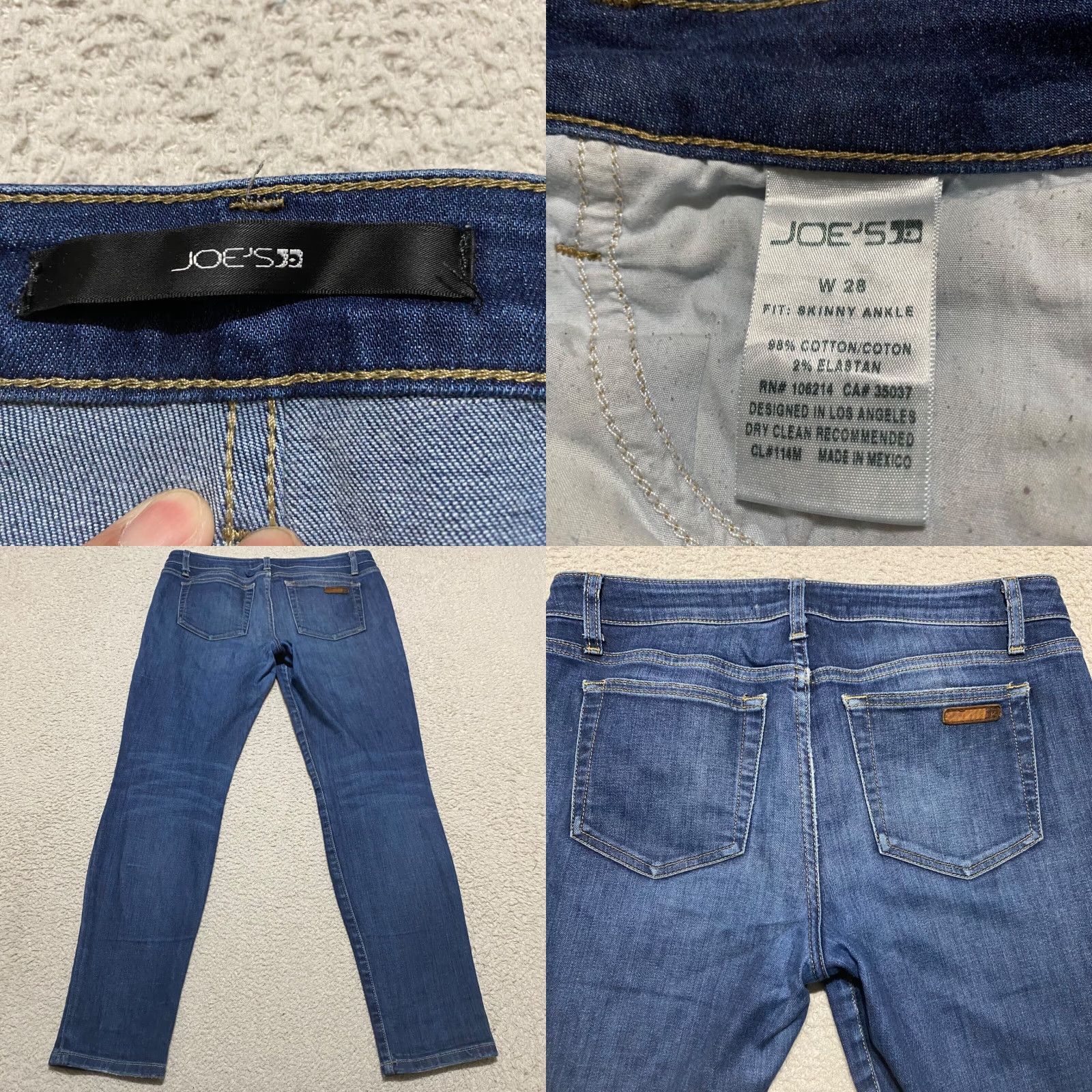Vintage VINTAGE Joe's Jeans Womens Skinny Denim Jeans 28 Blue Mid Rise 5-Pocket Design Womens Jeans Size 24" / US 00 / IT 34 - 8 Thumbnail