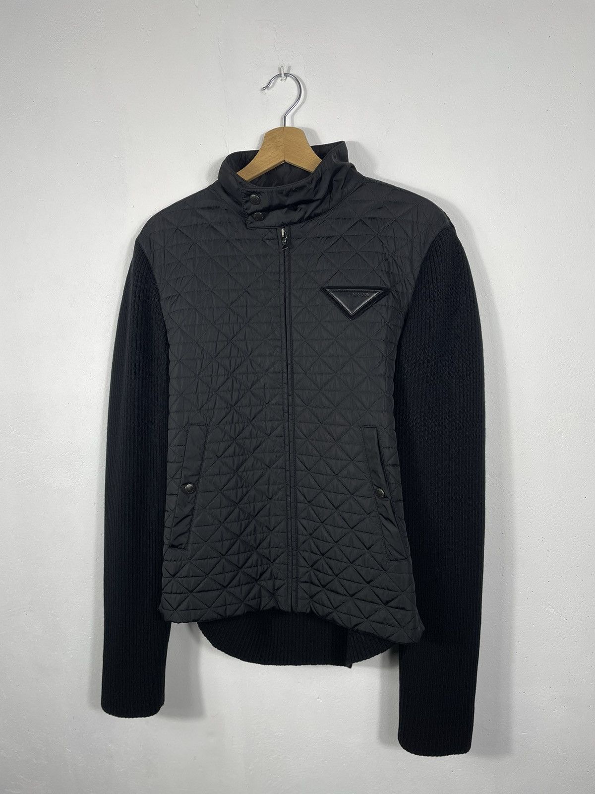 Designer × Prada Prada Wool Nylon Black Knit Light Tricot Jakcet Cardigan Size US M / EU 48-50 / 2 - 3 Thumbnail