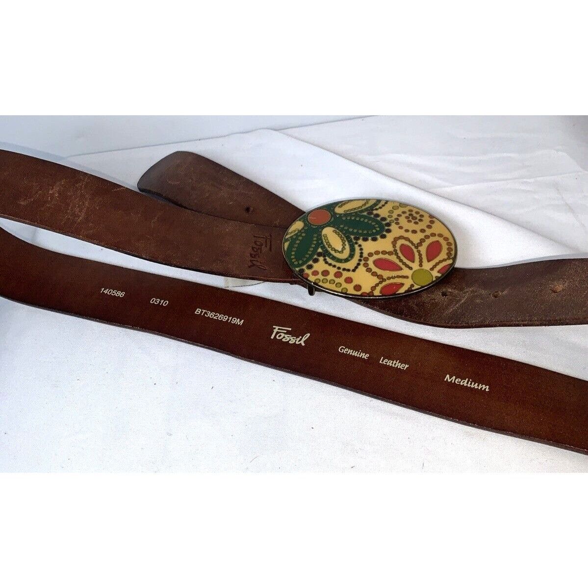 Fossil Fossil Women’s Vintage Brown Belt with Groovy Whimsical Buck Size ONE SIZE - 7 Thumbnail