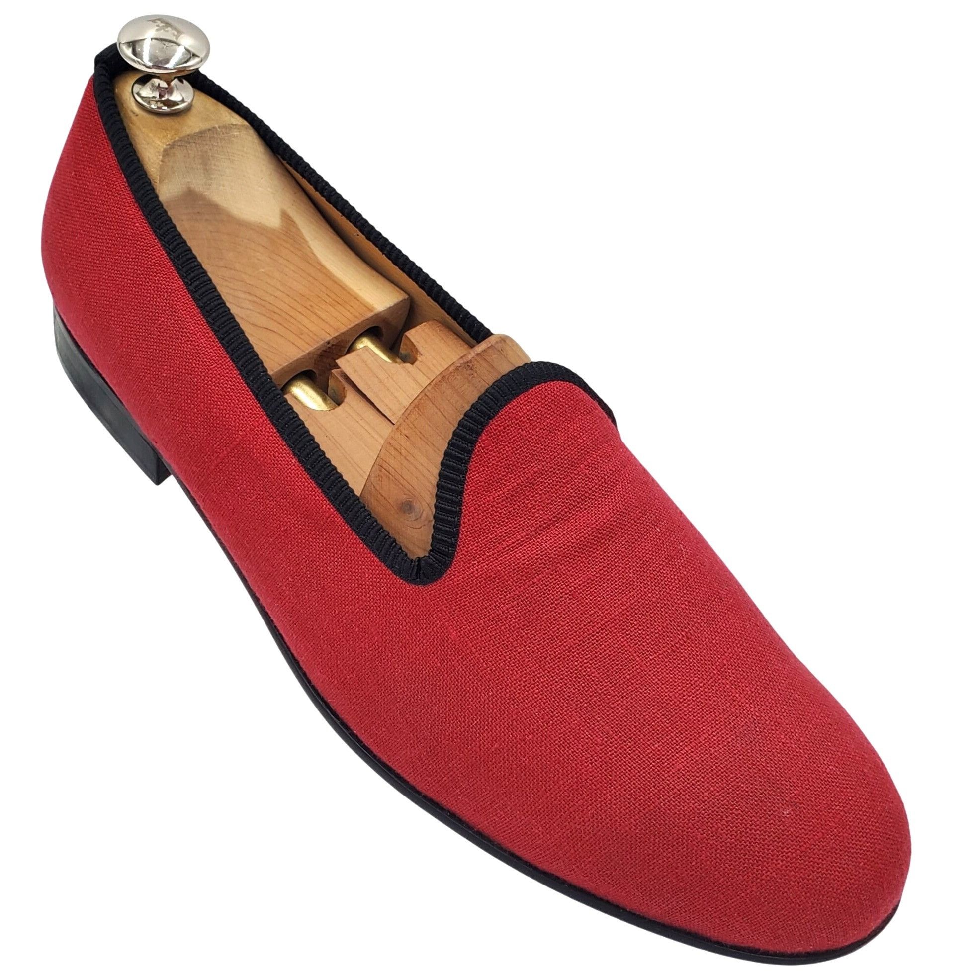 Del Toro Italy Del Toro Men's 10 Red Black Canvas Leather Slip on Loa Size US 10 / EU 43 - 1 Thumbnail