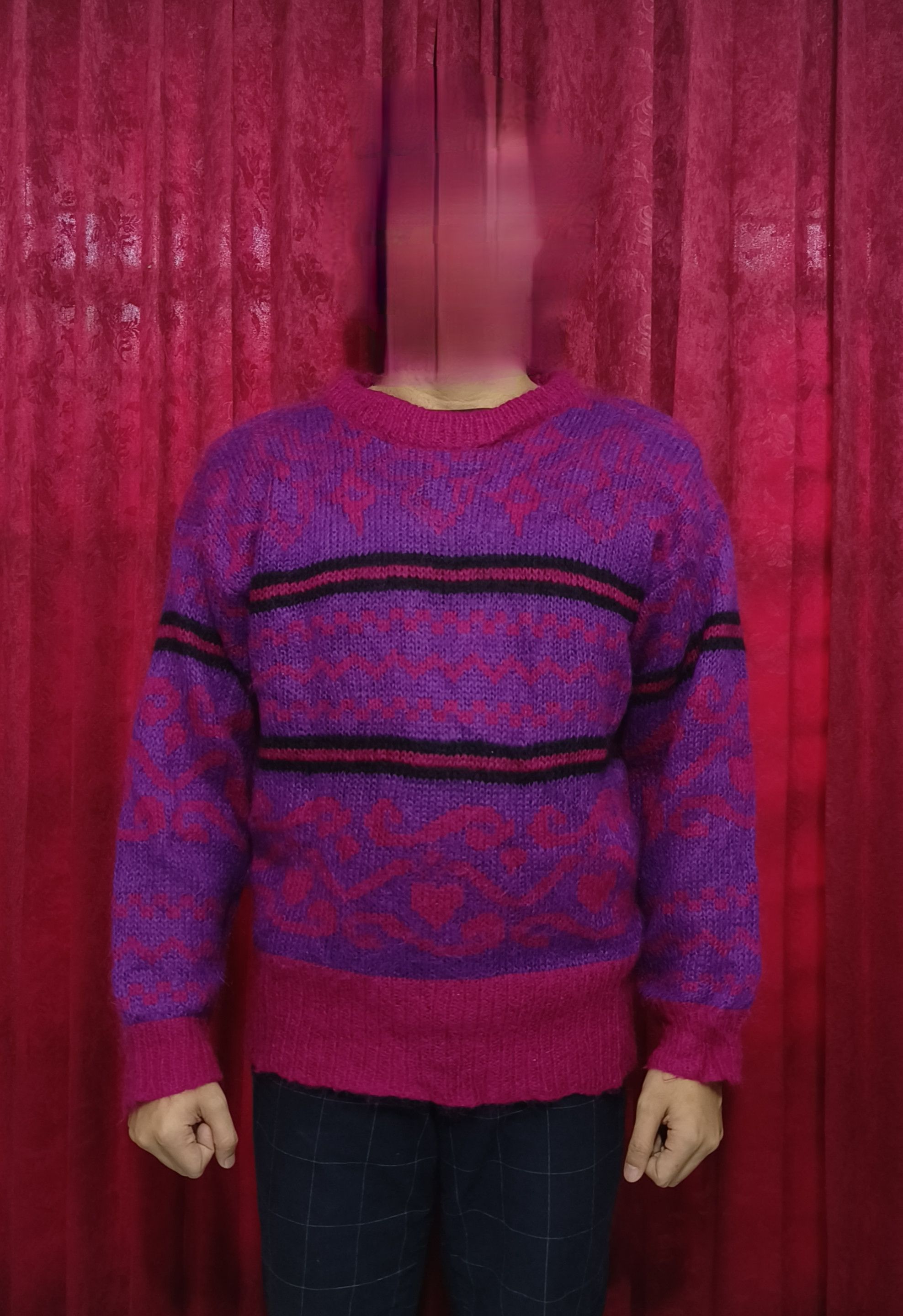 Other Vintage 80s EPOGEE Abstract Motifs Knit Mohair Sweater Size L / US 10 / IT 46 - 9 Thumbnail