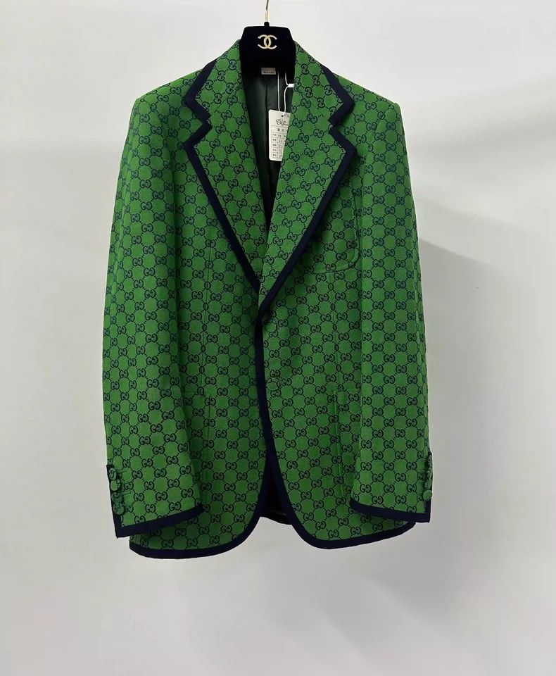 Gucci Gucci Green Logo Pattern Blazer Jacket - dmc Size US XL / EU 56 / 4 - 1 Thumbnail