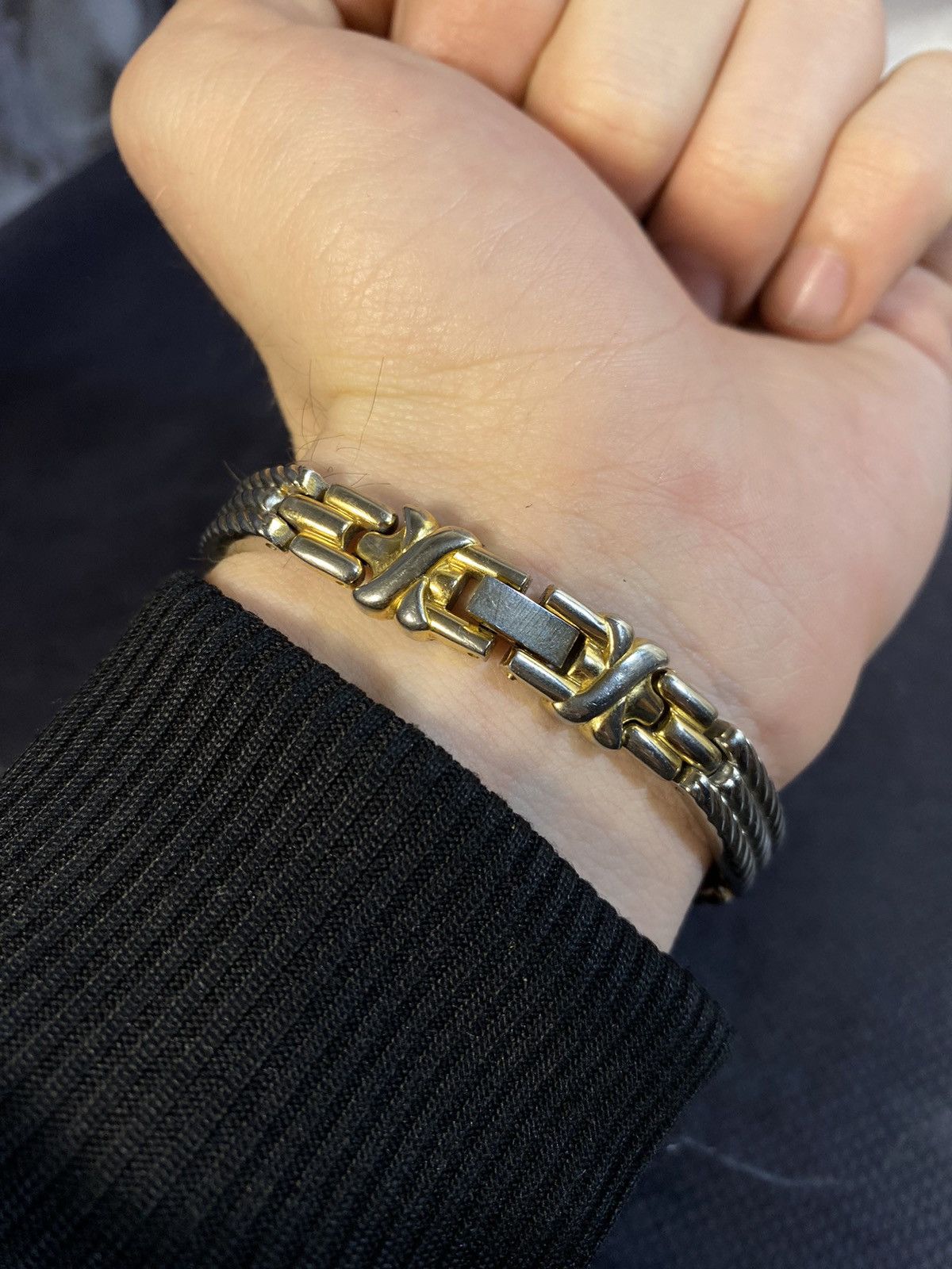 Jewelry × Vintage Lardos Two-Tone Cable Bracelet Watch with Japanese brand Size ONE SIZE - 6 Thumbnail